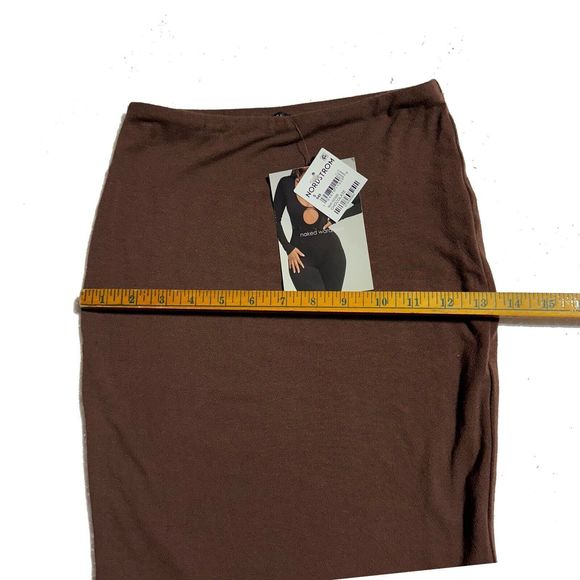 Naked Wardrobe Hourglass Mini Skirt Bodycon Pencil Chocolate Size S Small NWT - Picture 6 of 9